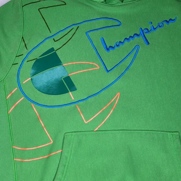 Champion Reverse Weave Lime Green‎ Hoodie Size Medium Slimepunk Milleniwave - Picture 1 of 9